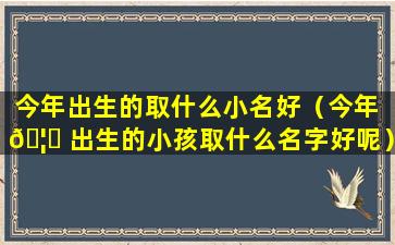 今年出生的取什么小名好（今年 🦟 出生的小孩取什么名字好呢）